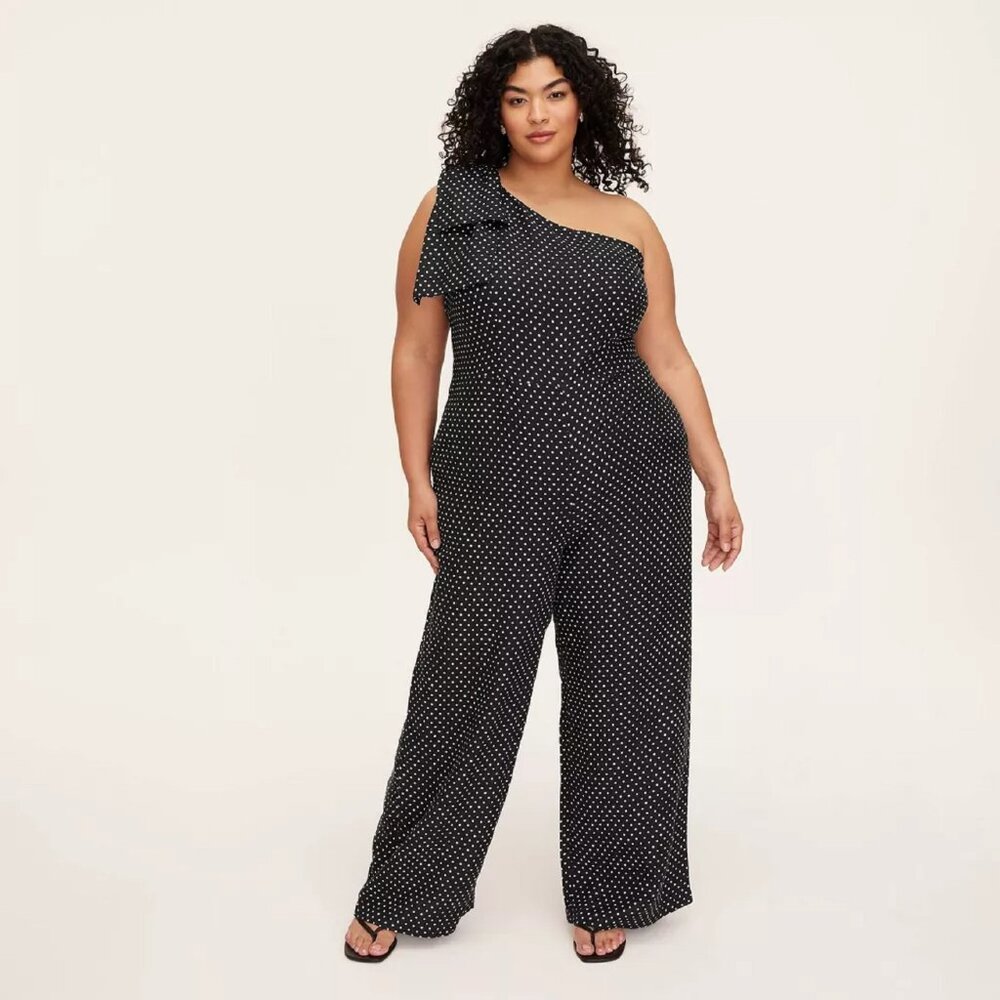 new kate spade new york Size 26 Women's White Mini Polka Dot Black Jumpsuit